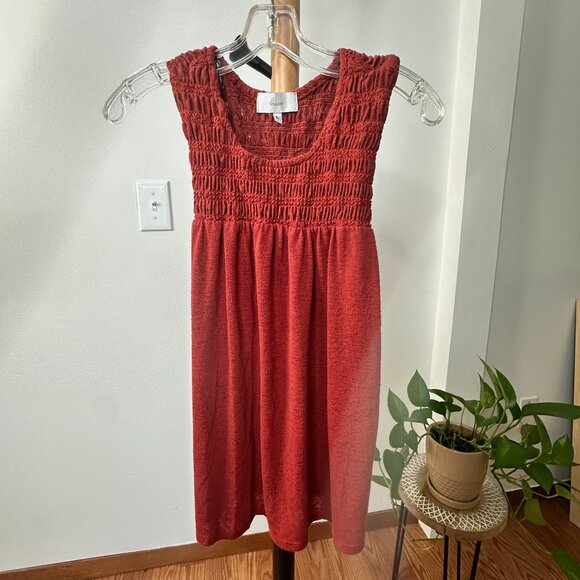 Evereve Tops - Evereve Braeve Smocked Burnt Orange High Quality Sleeveless Top Size Large